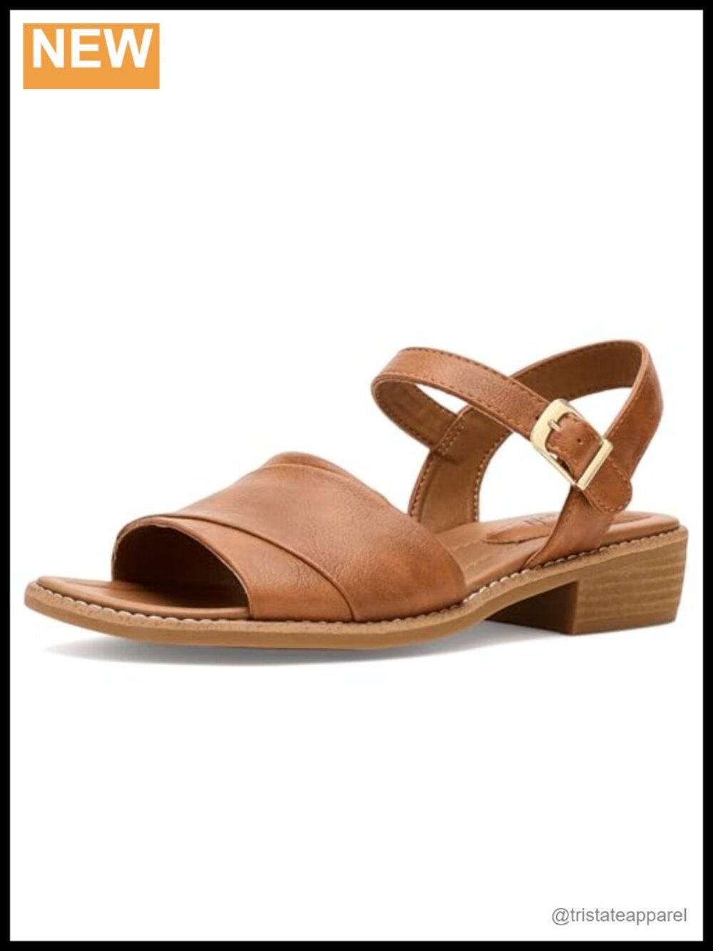 Gladiator Slingback Sandals Block Heel Faux Leather Buckle Adjustable